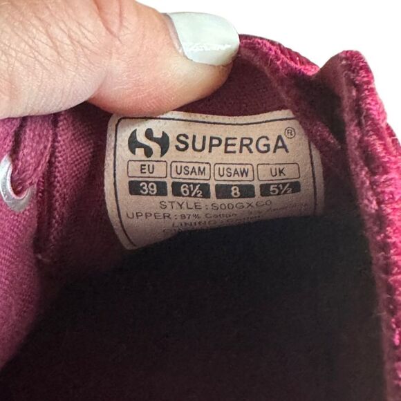 Superga Women's Velvet Corduroy Bordeaux Red Sneaker Shoes Size 8 (US 39) - Picture 9 of 9